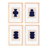 Collection of 4 abstract paintings on paper, burgundy colour, signed Eawy.