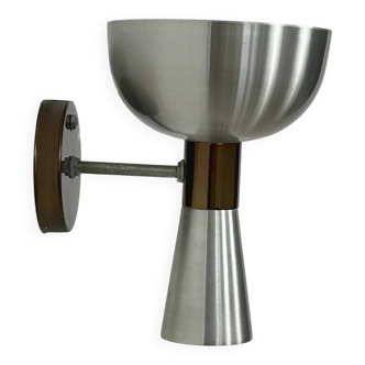 Vintage brushed metal and copper wall light, Netherlands, 1960.