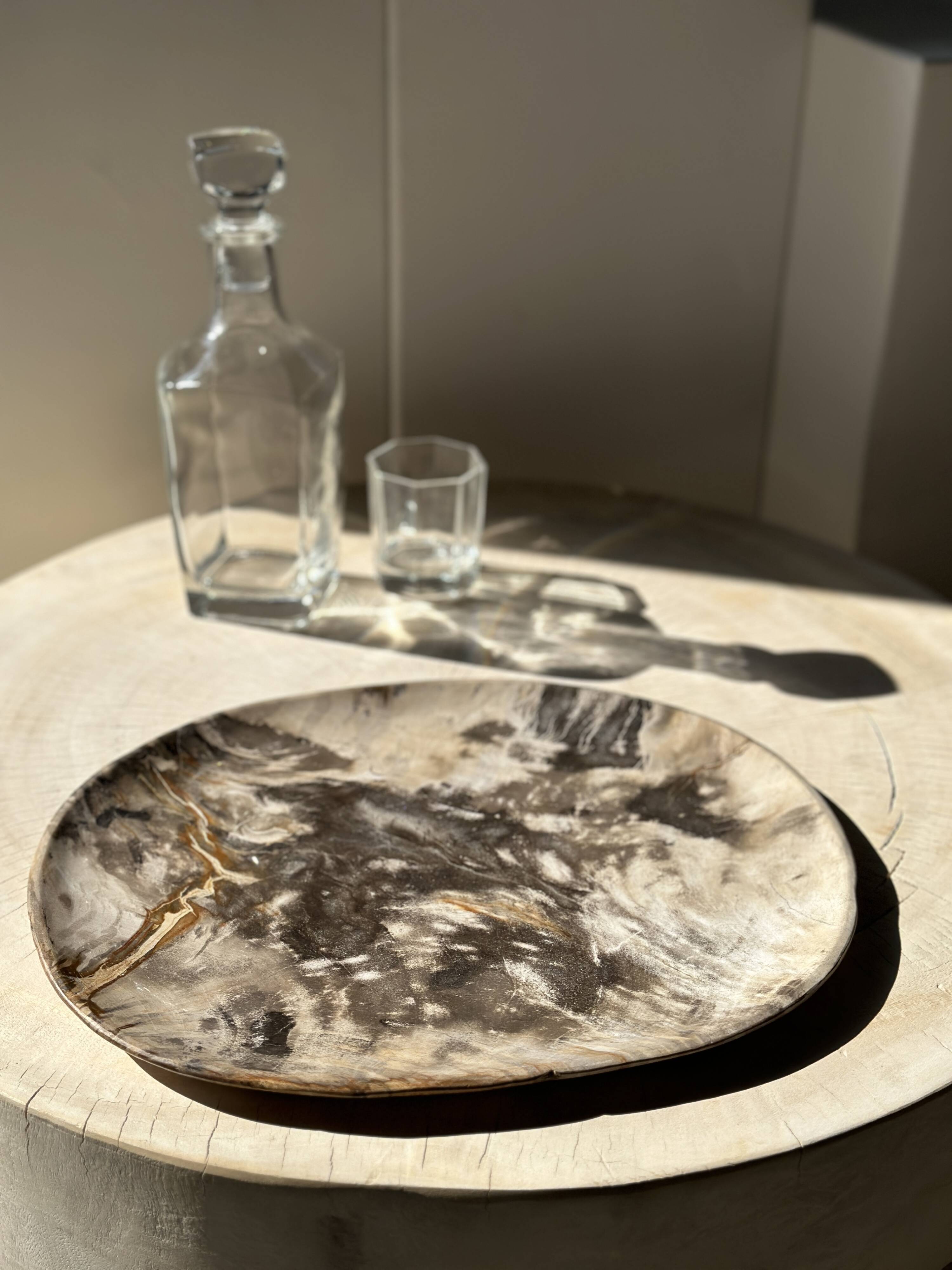 Very large pocket or dish in petrified wood