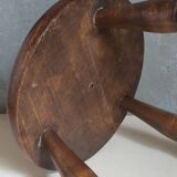 Low tripod stool in vintage turned solid wood