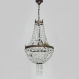 Antique Italian hot air balloon chandelier with glass pendants. Chandelier with pendants.