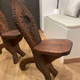 Tabouret en bois, sculpté
