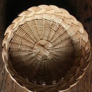 Round wicker basket vintage weaving