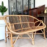 Old vintage sofa / rattan bench