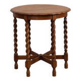 Solid Oak Carved Side Table with Barley-twist legs, France ca. 1890