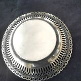 Silver metal bread basket openwork model