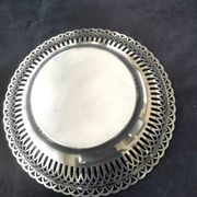 Silver metal bread basket openwork model