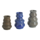 Small collection vases, mid-century modern Scandinavian, in glossy brown and blue stoneware, set of 3.