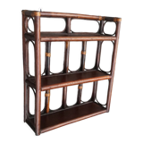 Wall shelf with 3 rattan shelves, 1970s