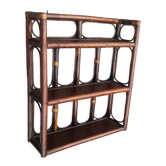 Wall shelf with 3 rattan shelves, 1970s
