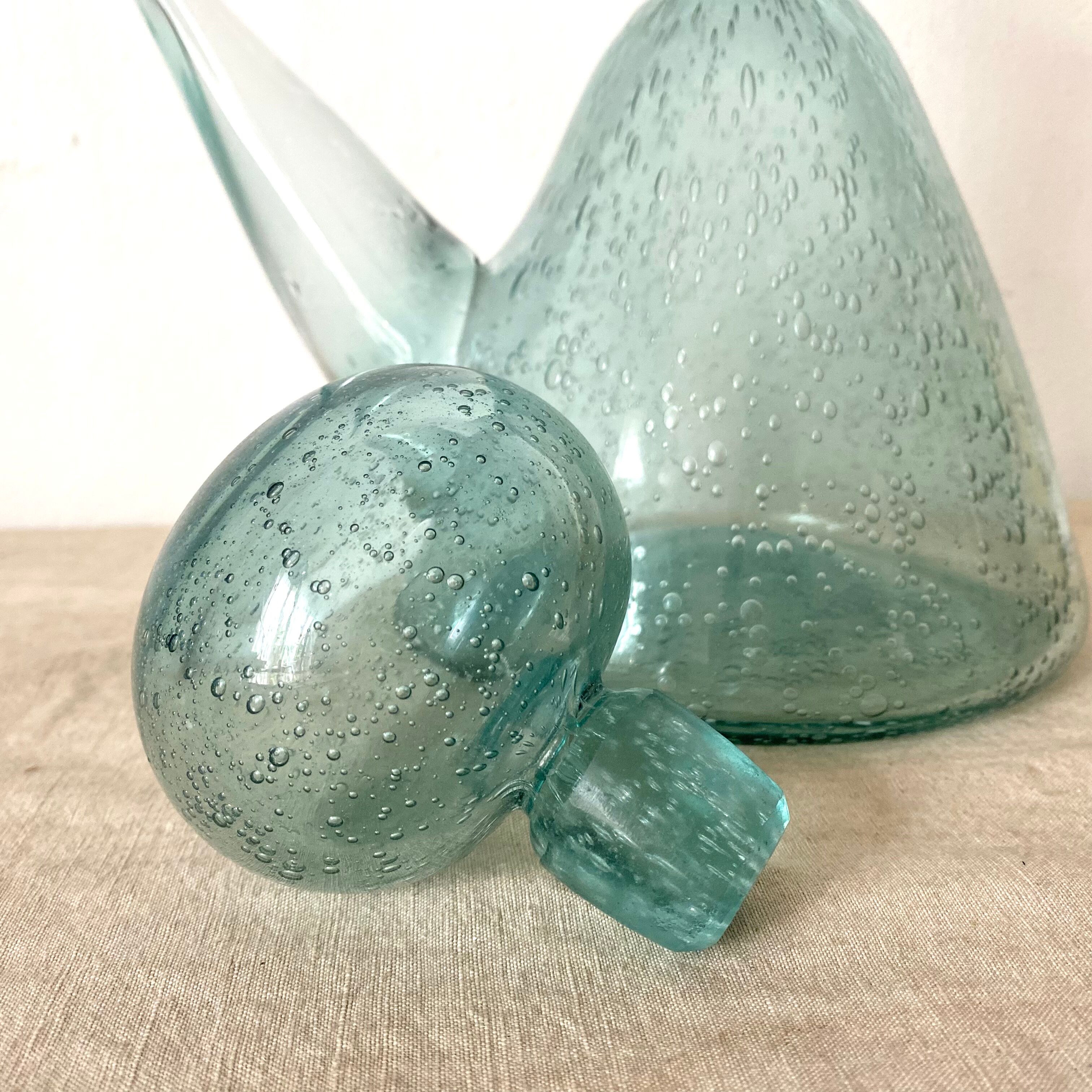 Antique wine decanter, bubbled glass porron