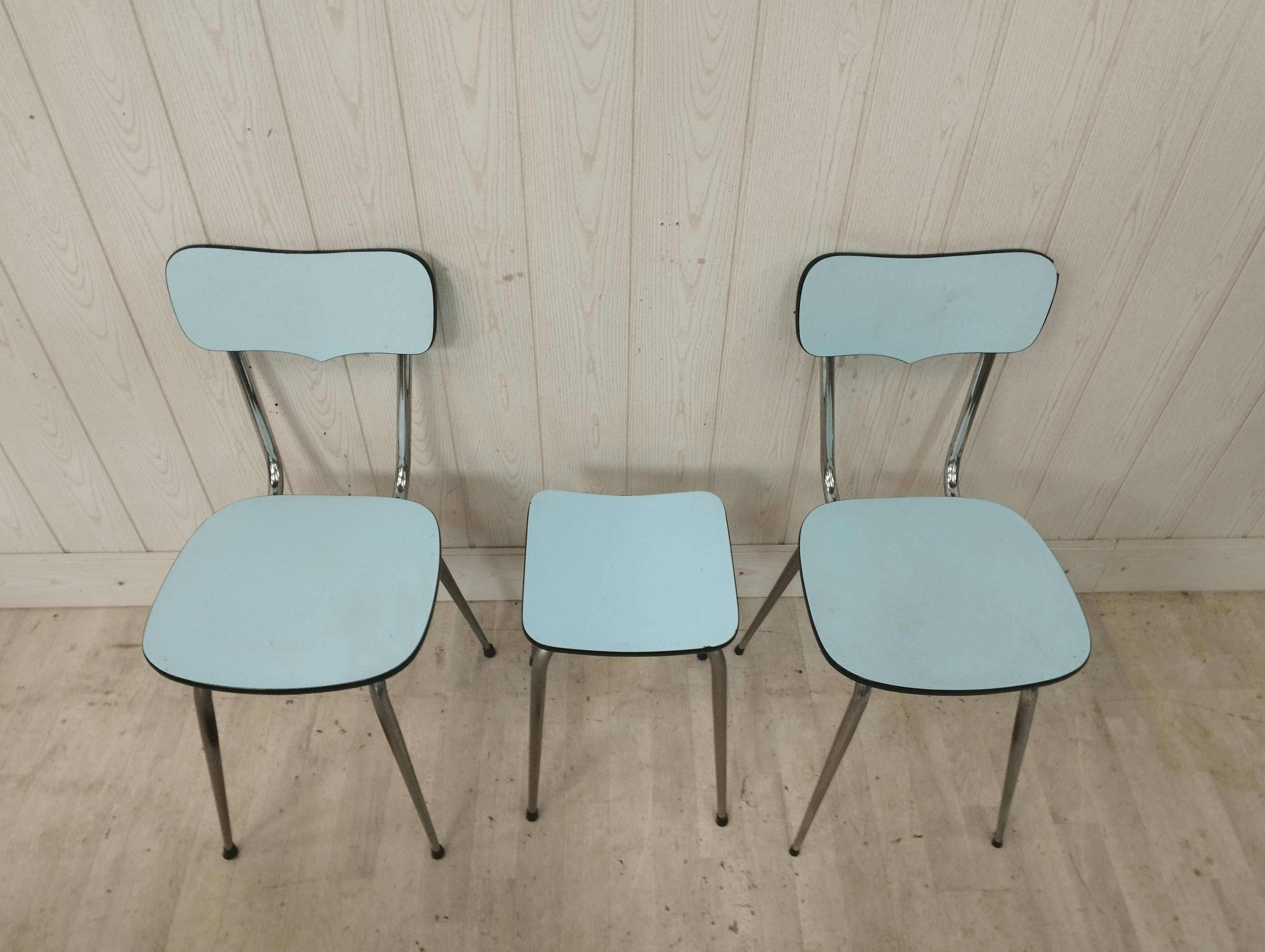 Blue formica table 2 chairs 1 mdj stool