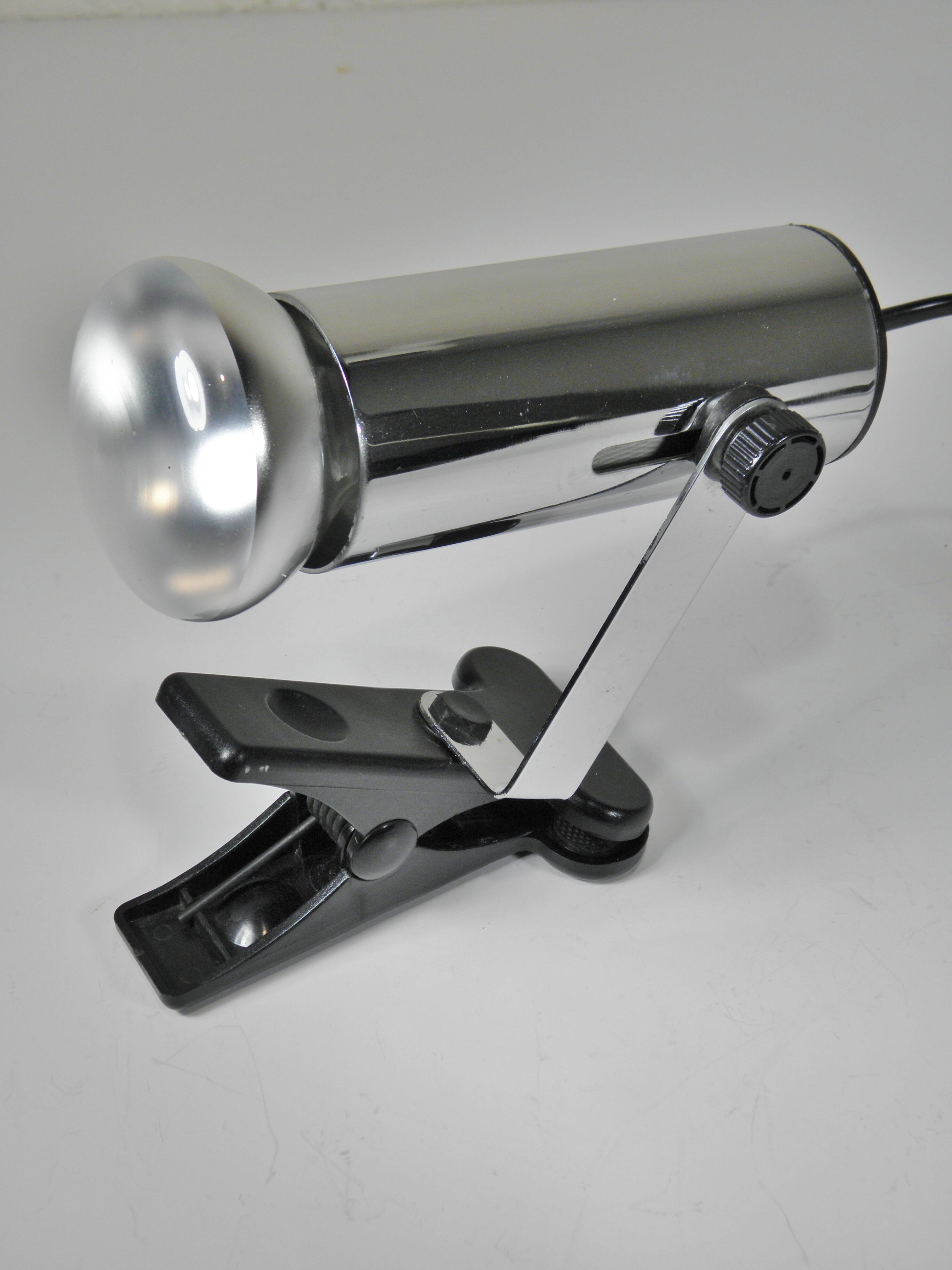 1980s Chrome Metal Clip-On Spotlight