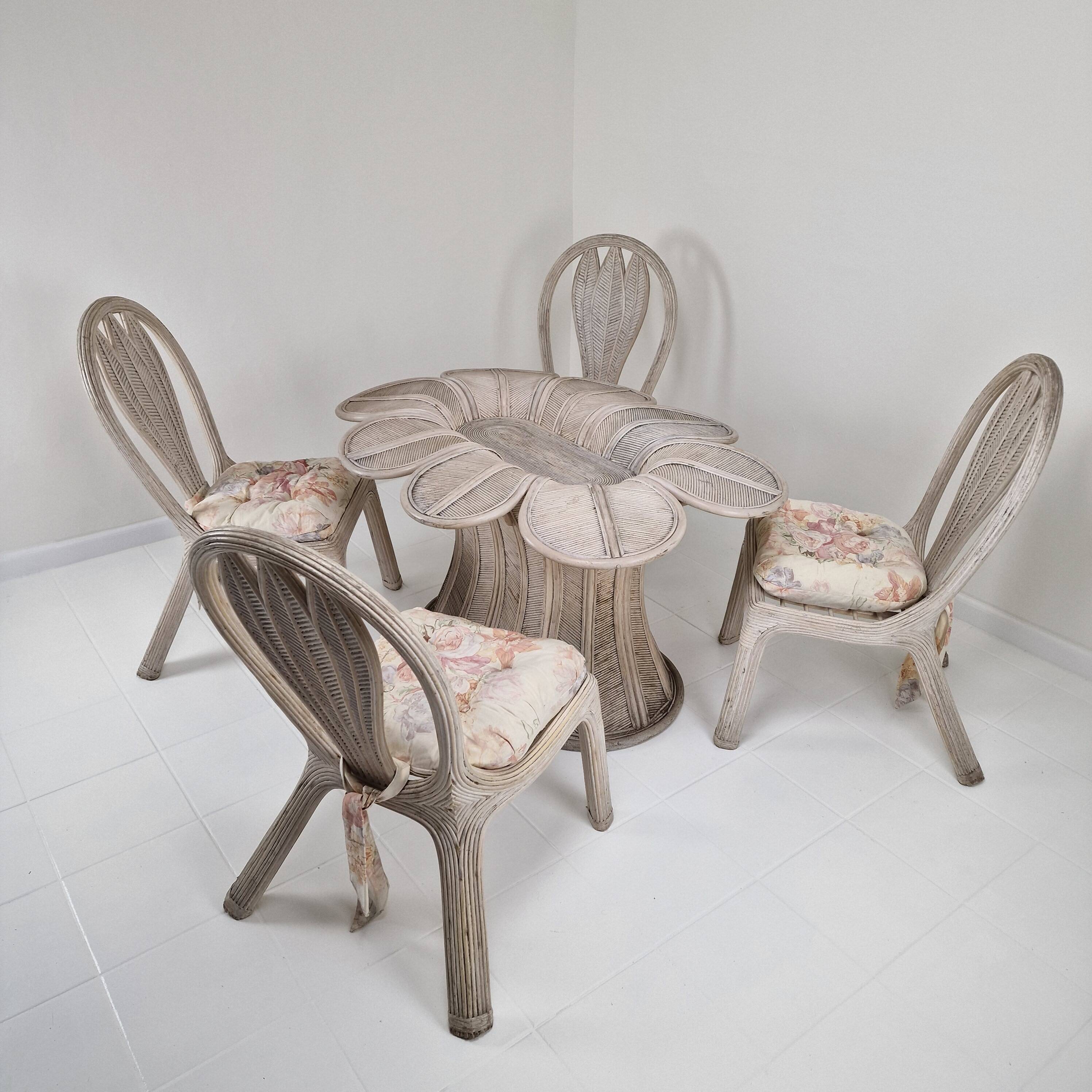 Vintage Oval Bamboo and Rattan Dining Table Base, France 1980's