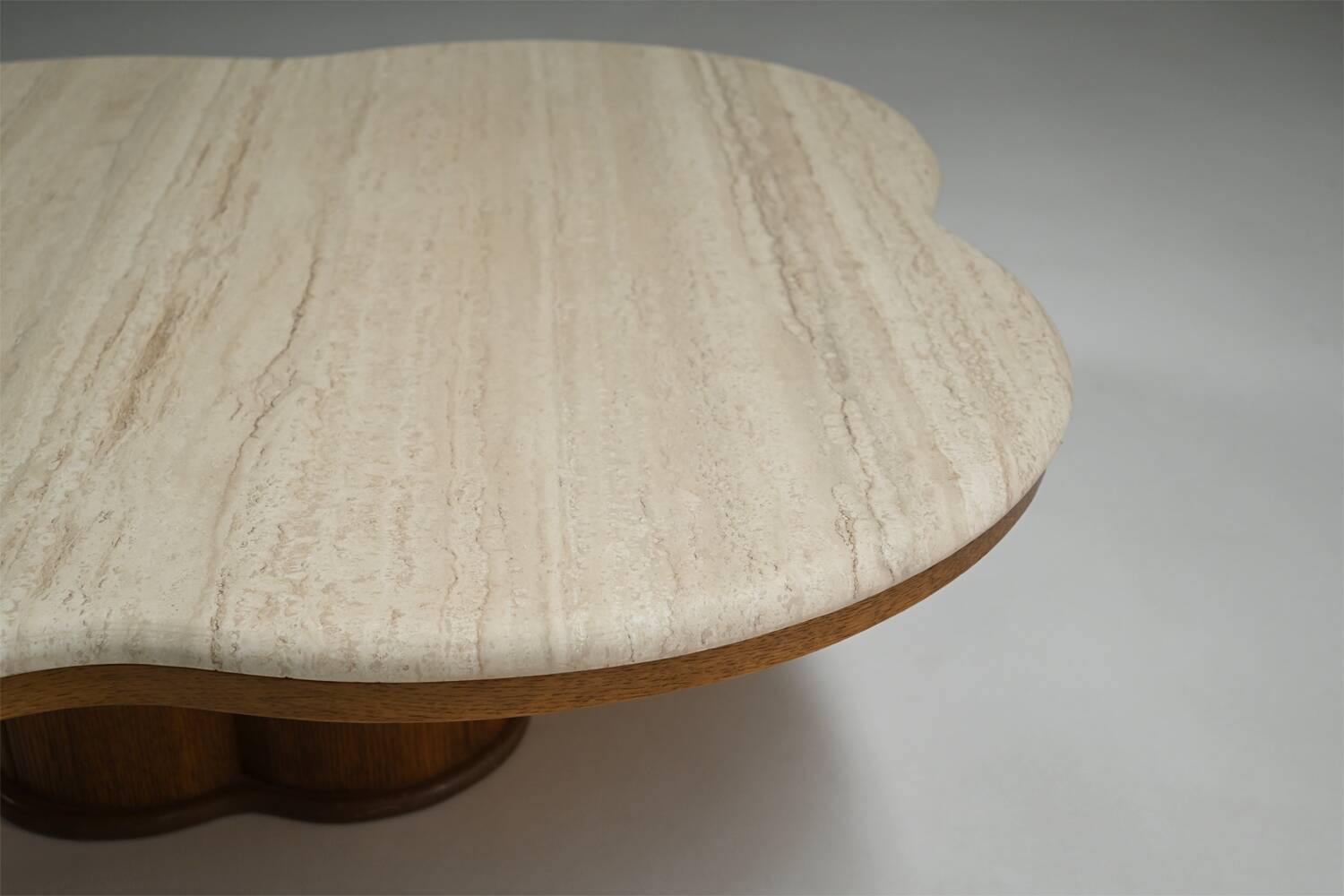 Travertine clover coffee table, 1970s Italy.