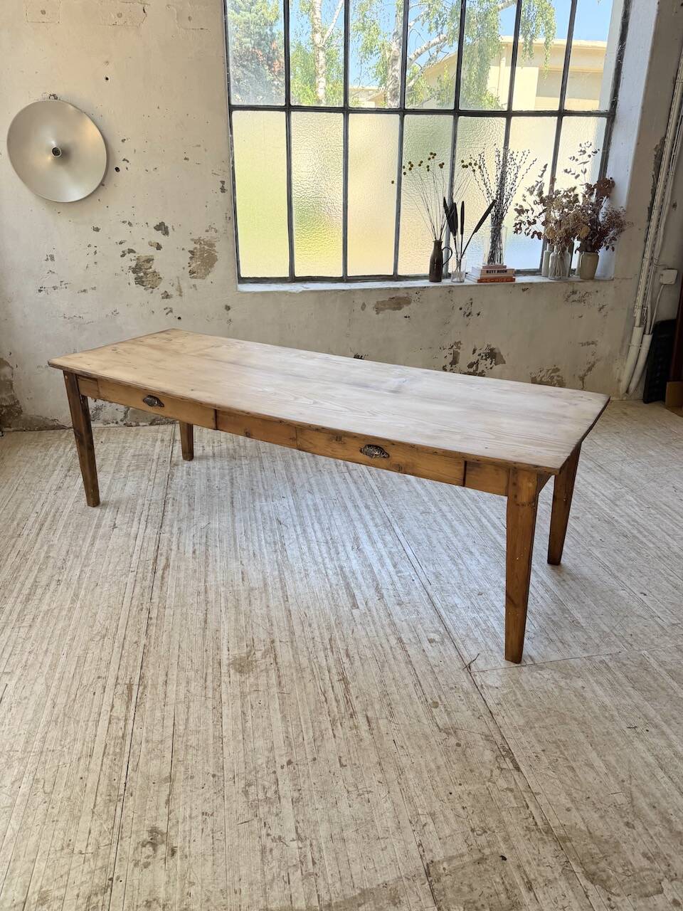 1950s pine farmhouse table 220cm