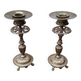 Pair of bronze candlesticks