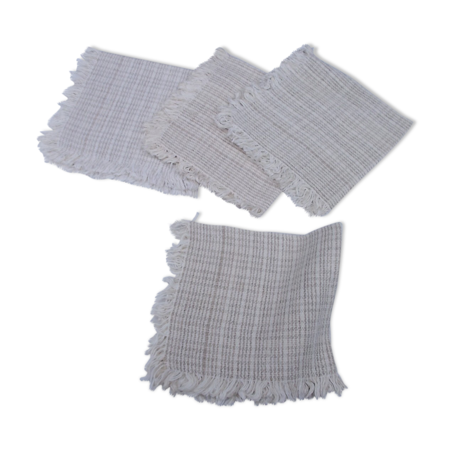 Set of 4 vintage white ecru towels