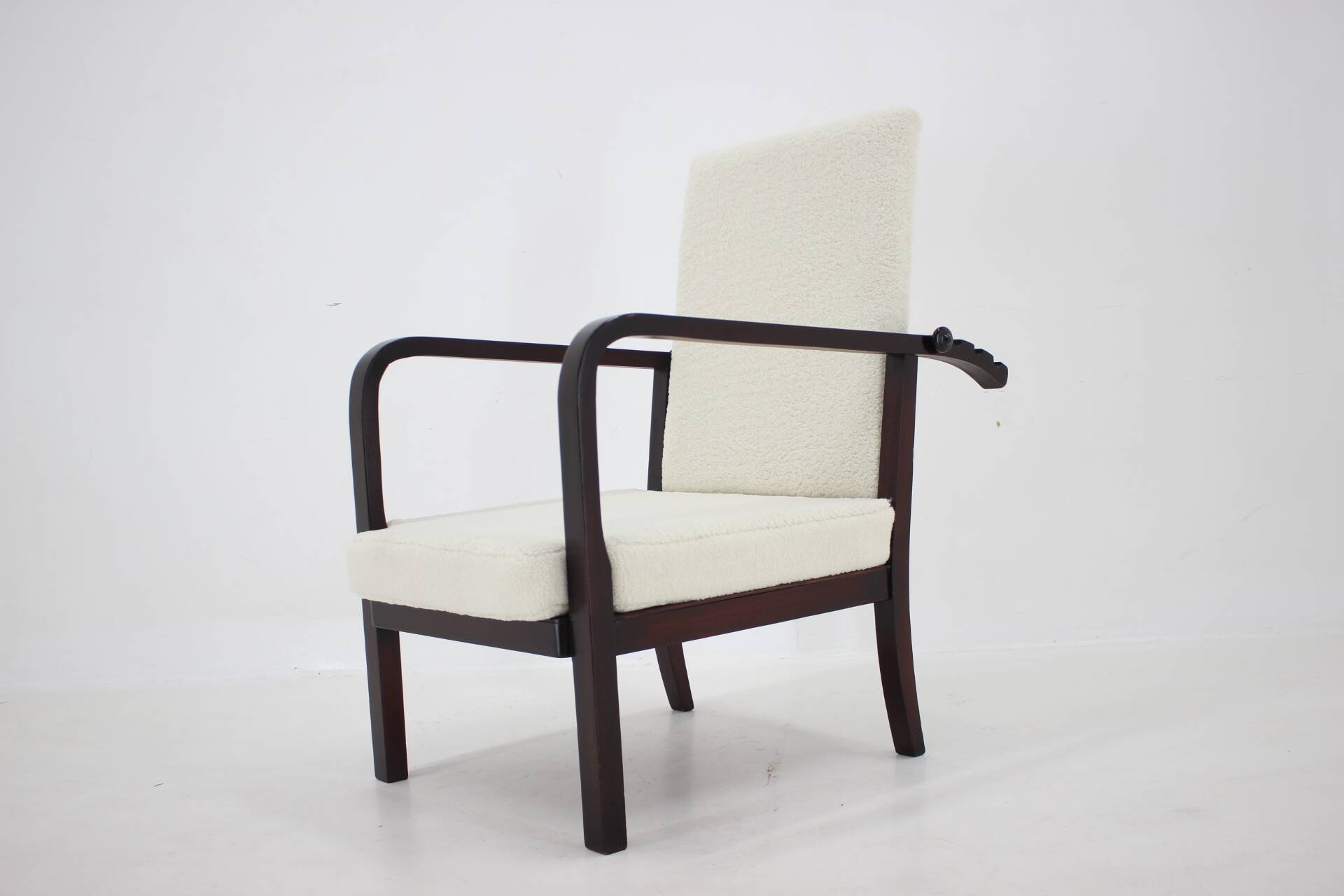 1940s Restored Beech Adjustable Armchair ,Czechoslovakia