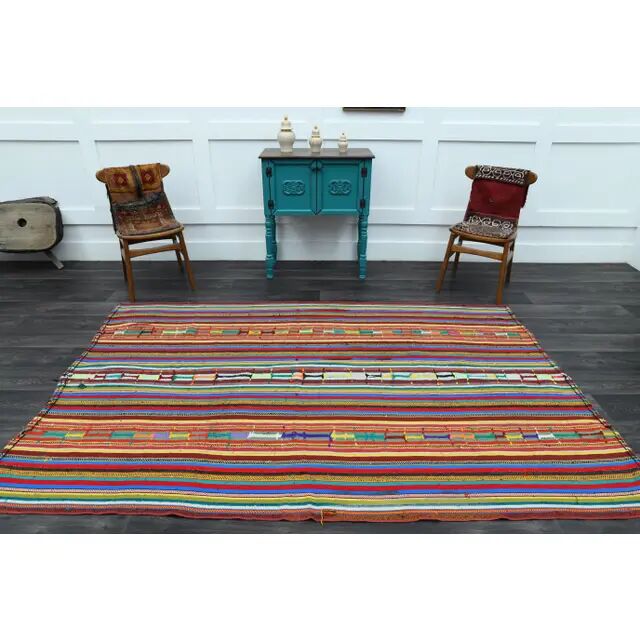 Vintage Turkish Oushak Handmade Wool & Cotton Orange Rug 171x263