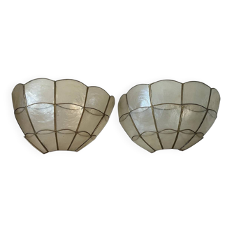 Pair of mother-of-pearl wall lights