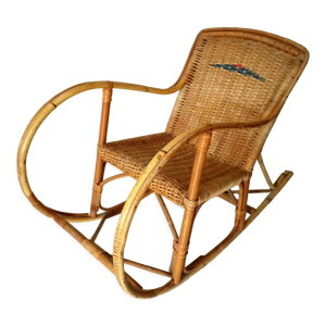 Rocking chair rotin vintage enfant