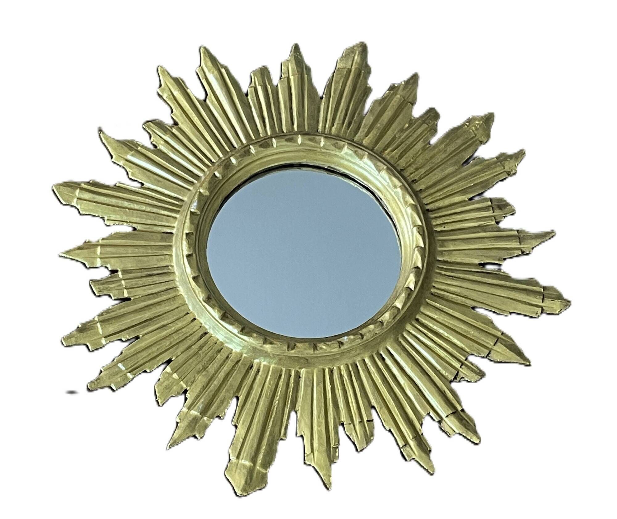 miroir soleil en bois doré- 48 cm