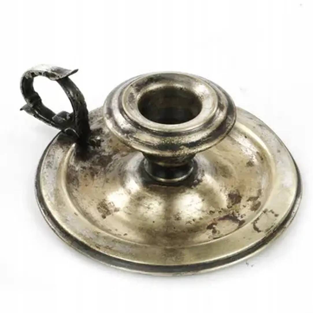 Eclectic chamberstick, silver-plated brass, Poland, early 20th century