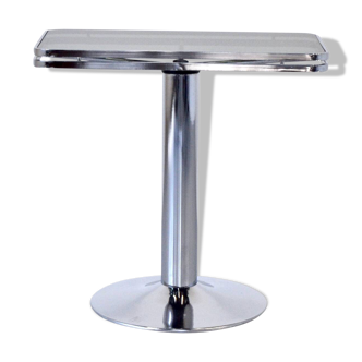 Midcentury 1970s italian chrome and tinted glass console table by Allegri