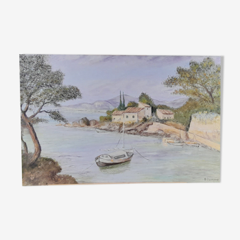 Huile sur toile paysage bord de mer signée B. Dumand