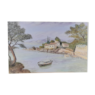 Oil on canvas seaside landscape signed B. Dumand