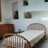 Rattan basket bed from the 50s