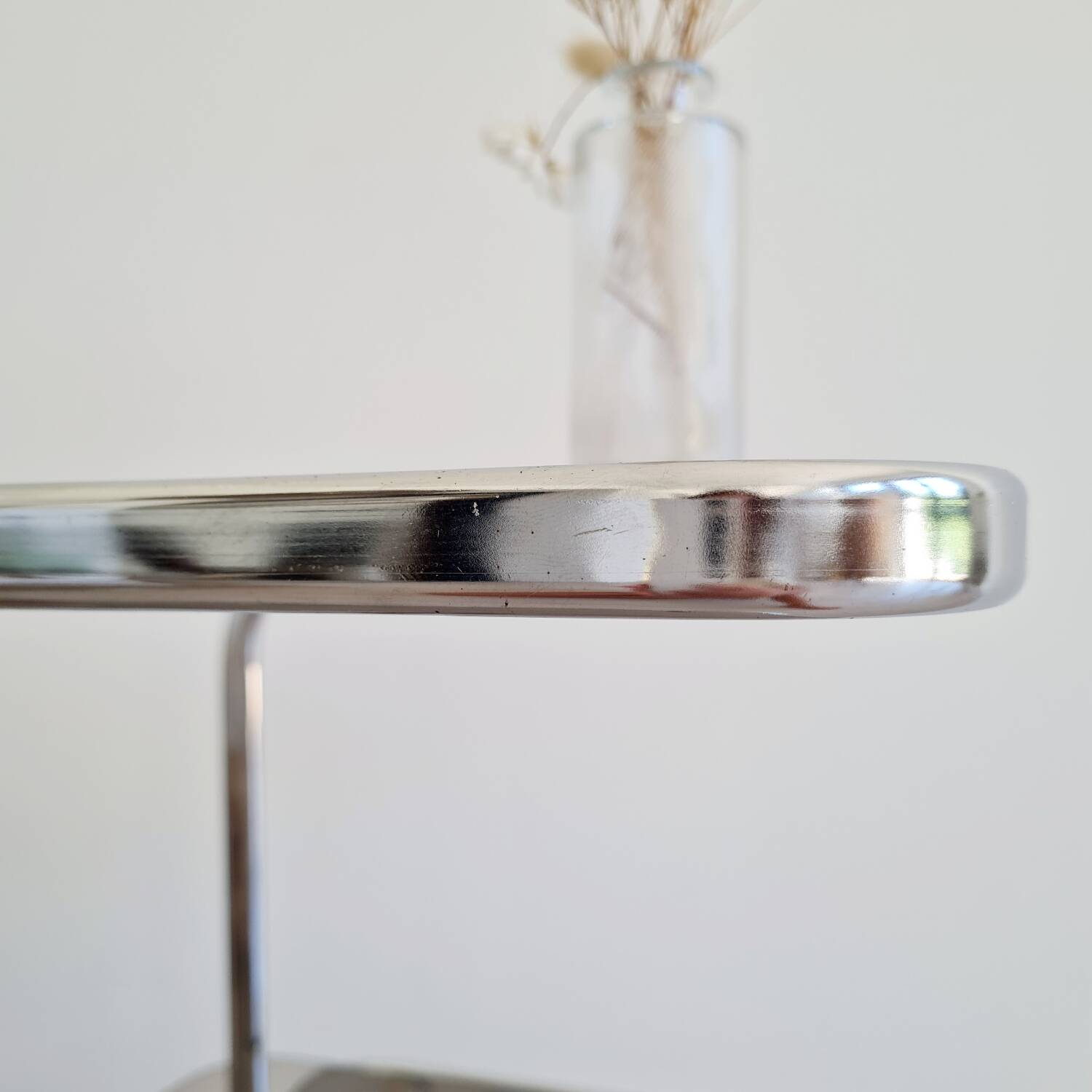Side table - chrome and smoked glass table - vintage design