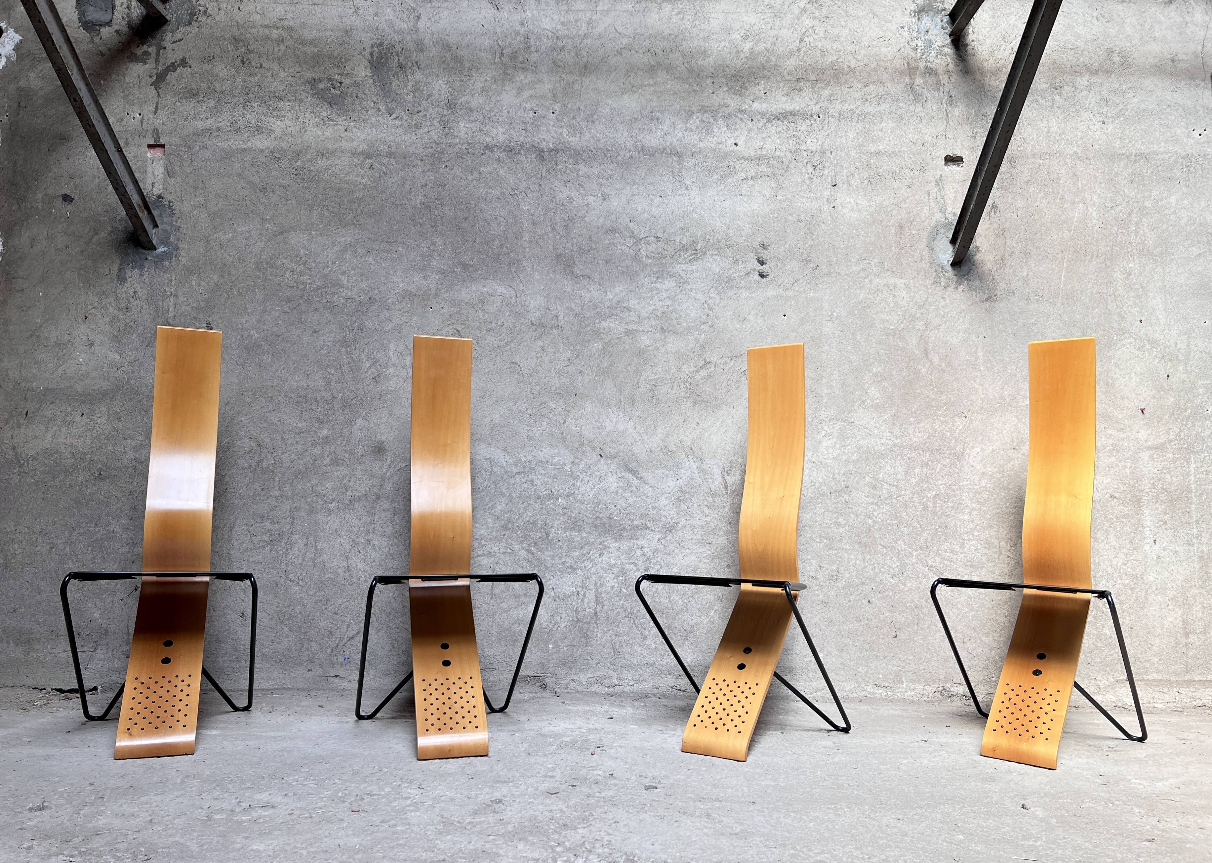 Series of 4 Chairs by Pietro Arosio for Airon 1980