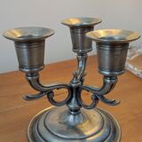 Candle holder three pewter lights