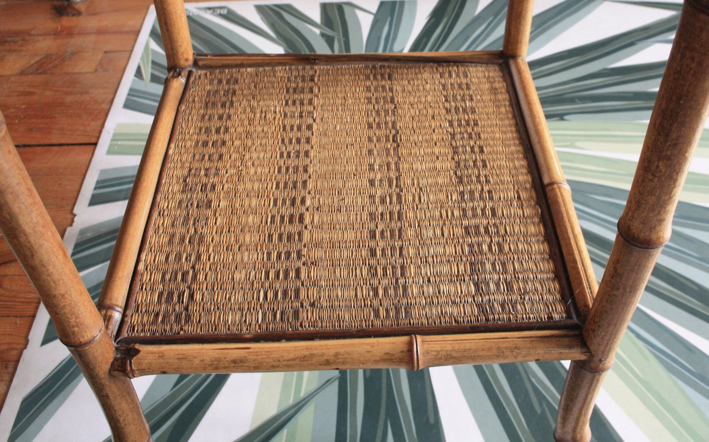 Bamboo and wood side table - art nouveau