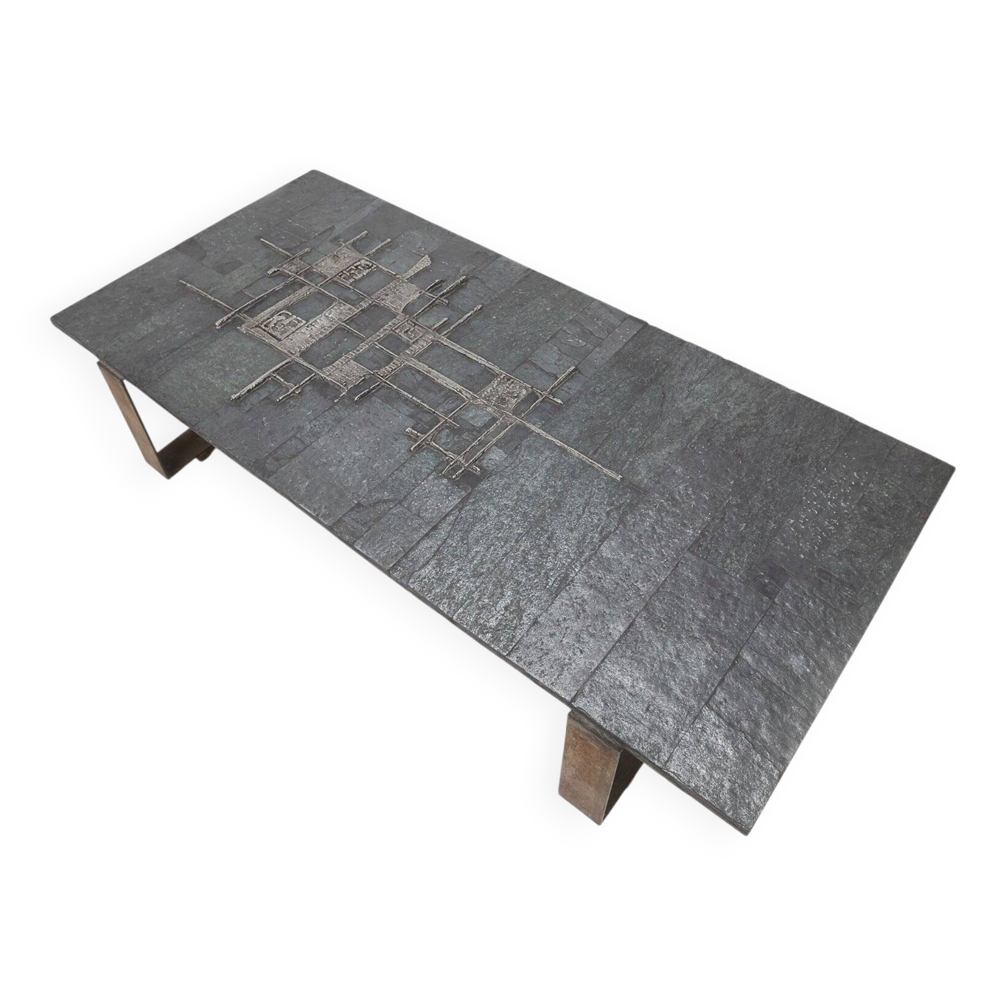 Table basse brutaliste signée à la main par Pia Manu, années 1960