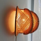 1960s wooden wall light sconce
