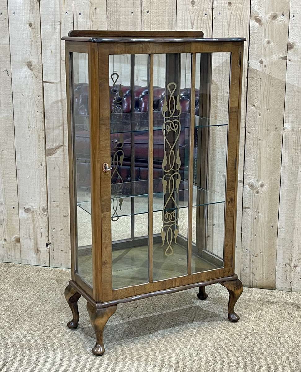 English walnut showcase from the 1950s