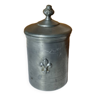 Pewter pot with lid, les étains du lys hallmark
