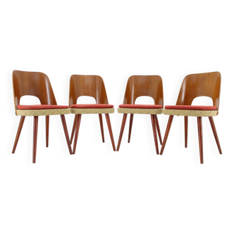 Oswald Haerdtl des années 1960, ensemble de 4 chaises de salle à manger par TON, Tchécoslovaquie