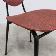 Vintage 70s chair in black lacquered metal and atypical red vinyl