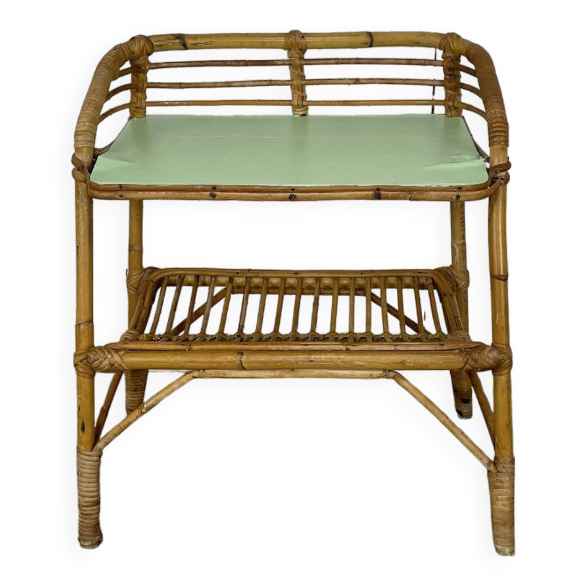 Vintage rattan bedside table