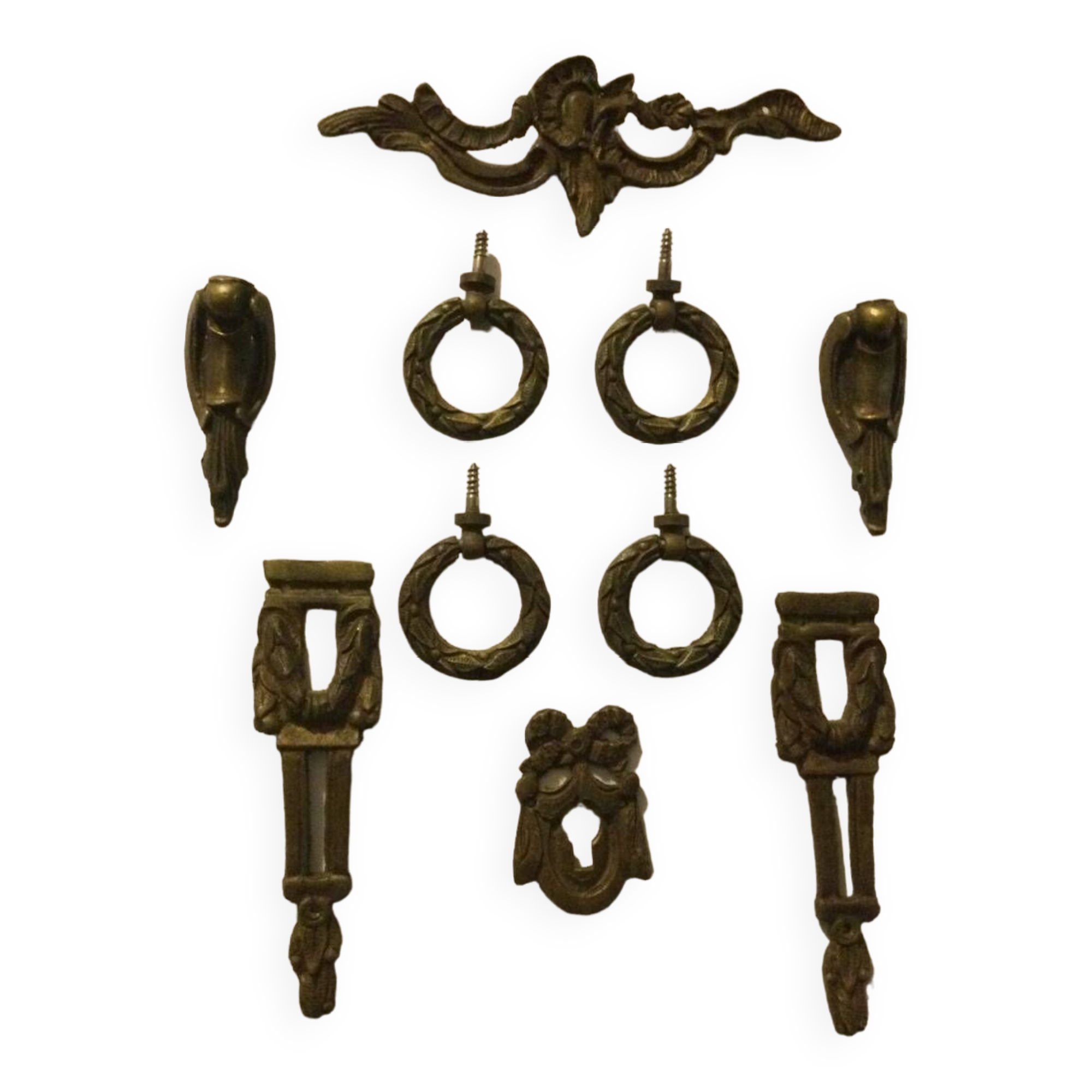 Set of bronze furniture fittings