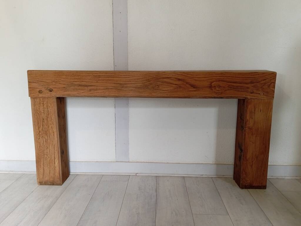 Minimalist solid oak console