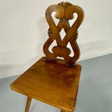 Set of 6 Alsatian double heart chairs in solid oak, early 20th century