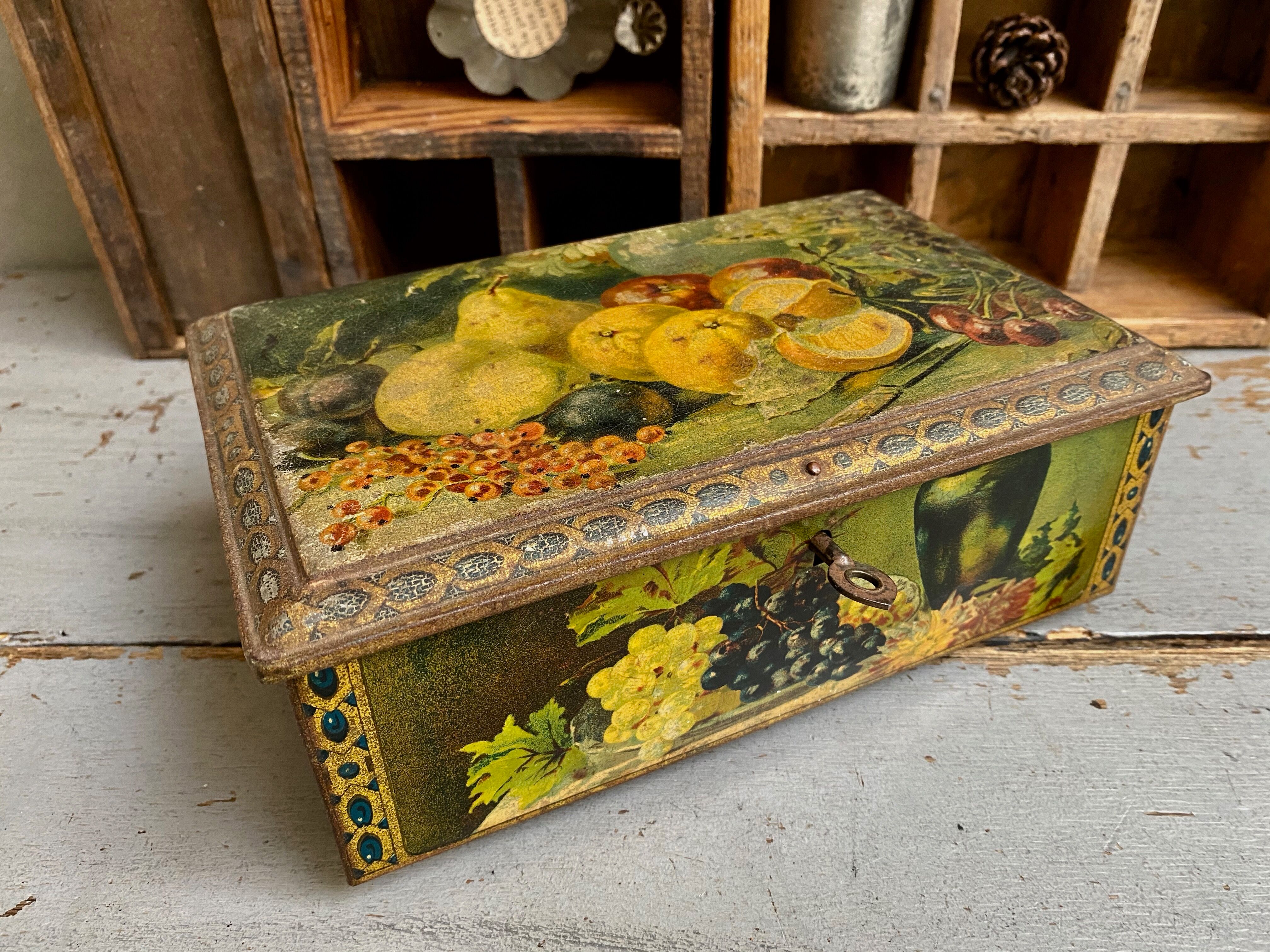 Old lithographed metal box