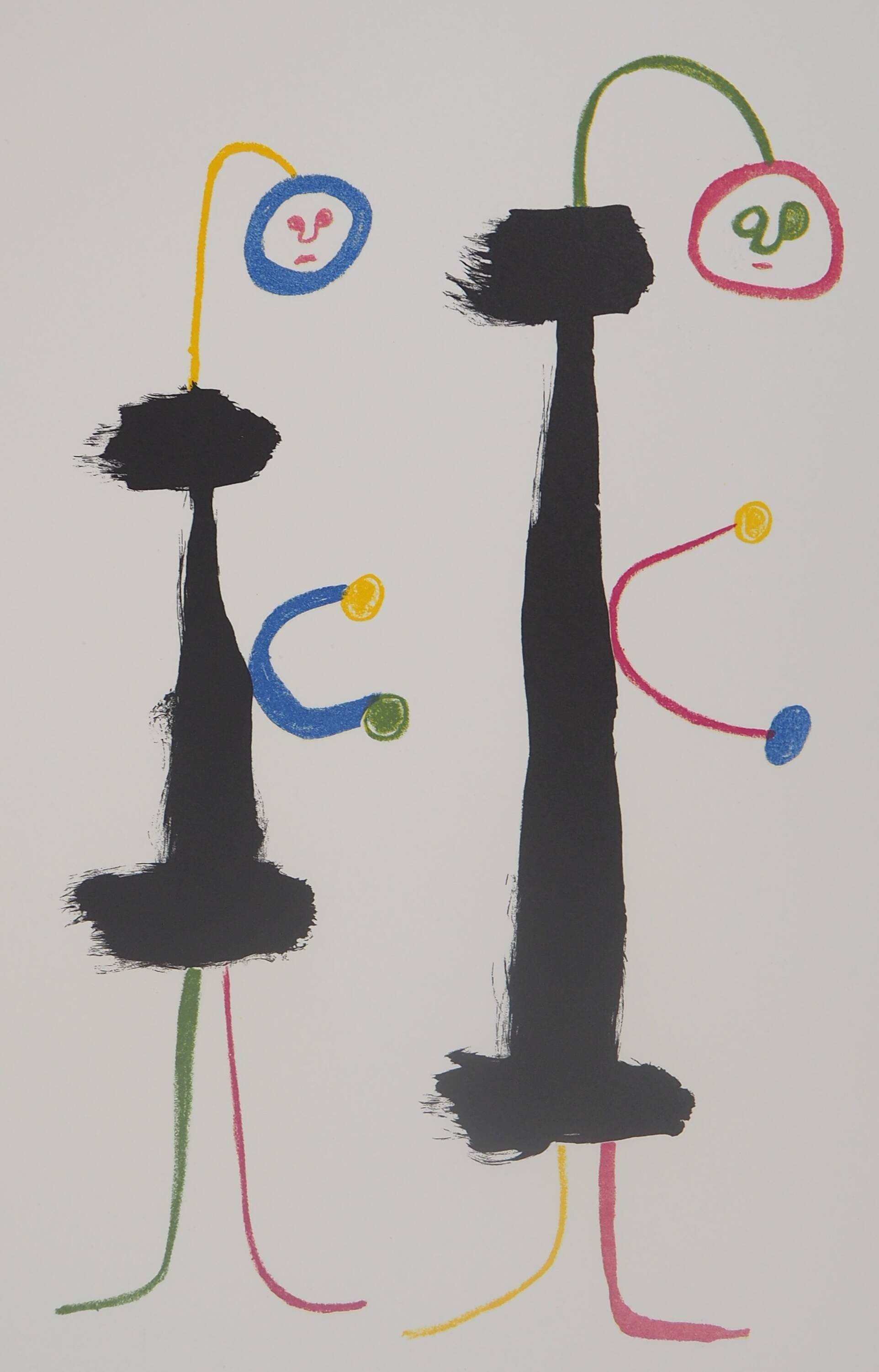 Joan MIRO: Surrealist loving couple, signed lithograph with certificate.