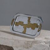 Plateau brutaliste en métal et laiton, David Marshall, 1970