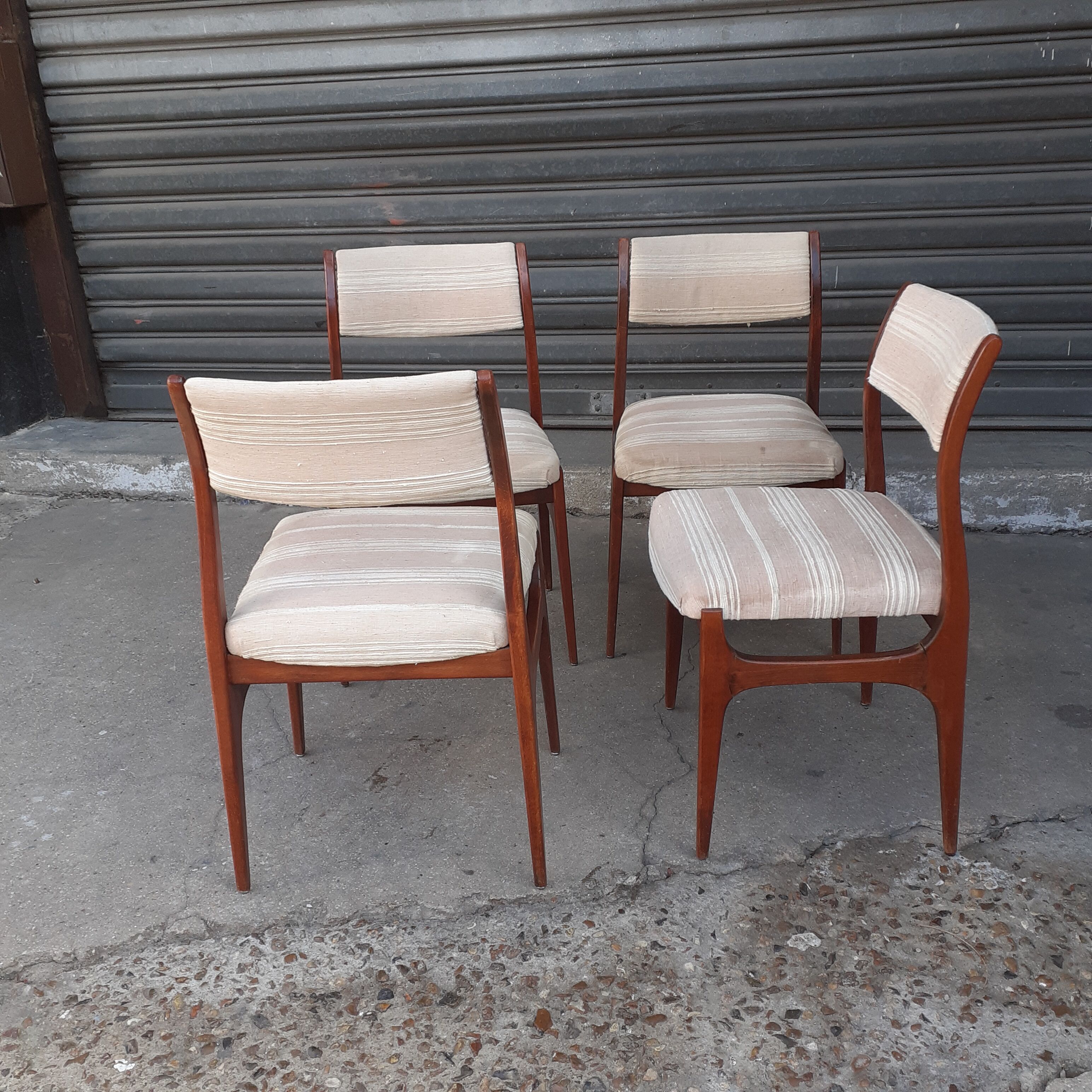 4 teak table chairs and fabric